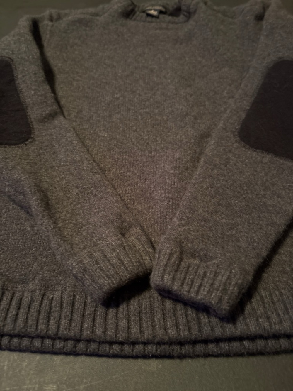 Banana Republic Dark Gray Crewneck Sweater with Black Elbow Patches - Picture 5 of 5